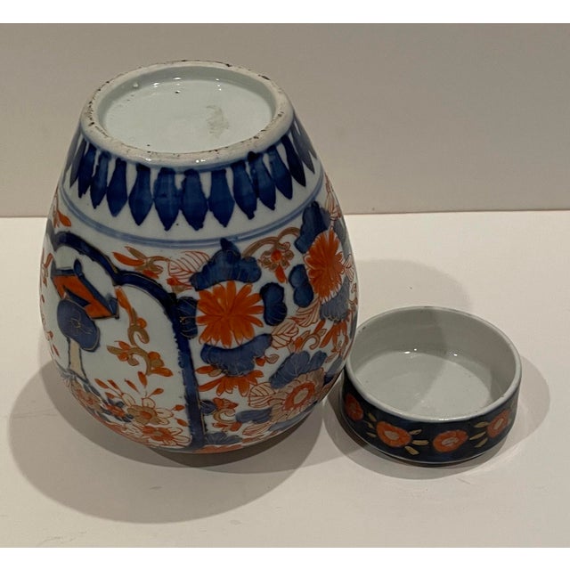 Orange Antique Imari Porcelain Ginger Jar For Sale - Image 8 of 9