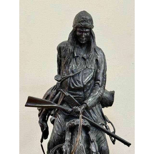 Metal 1990s Mega Sized 41” Reproduction of Frederic Remington Bronze the “Mountain Man” For Sale - Image 7 of 16