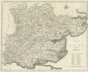 Large Antique County Map of Essex, England, 1805