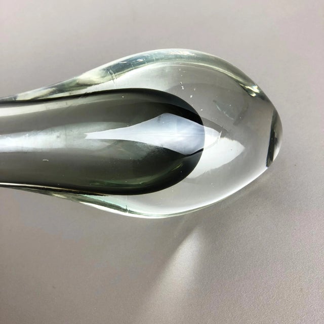 Italian Grey Murano Glass Sommerso Single-Stem Vase from Flavio Poli, 1960s For Sale - Image 15 of 17