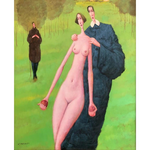 Waldemar J. Marszalek, Adam and Eve, Nude, Oil on Canvas For Sale - Image 7 of 7