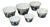 Vintage Set of 6 Small Blue White Figural Graphic Porcelain Bowls For Sale