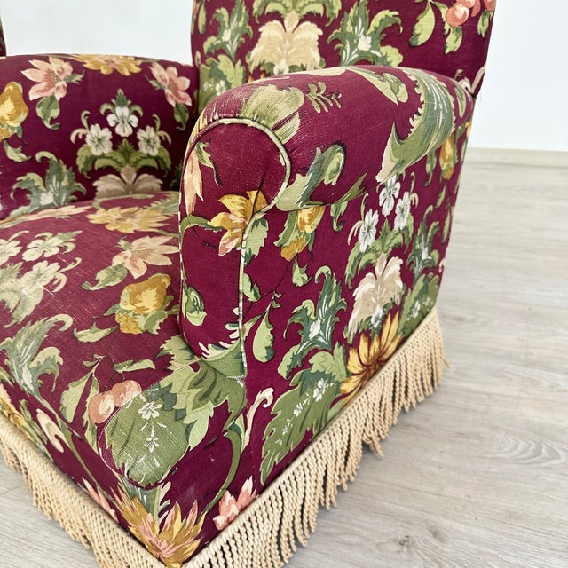 Red Napoleon III Style Armchairs With Fringes - A Pair For Sale - Image 8 of 9