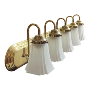 1950s Art Deco Style Vanity Sconce 5 Light With Frosted Bell Shades
