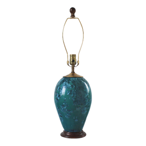Vintage Teal Glazed Ceramic Table Lamp