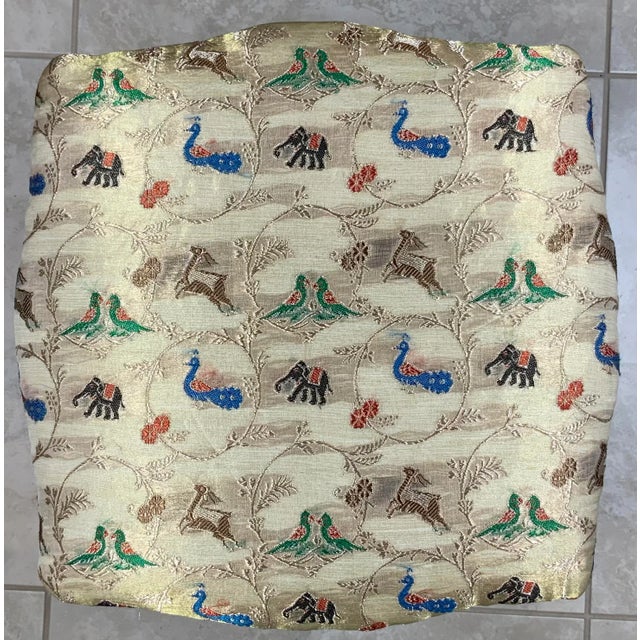 Vintage Gray and Gold Painted Wood Stool For Sale - Image 9 of 11