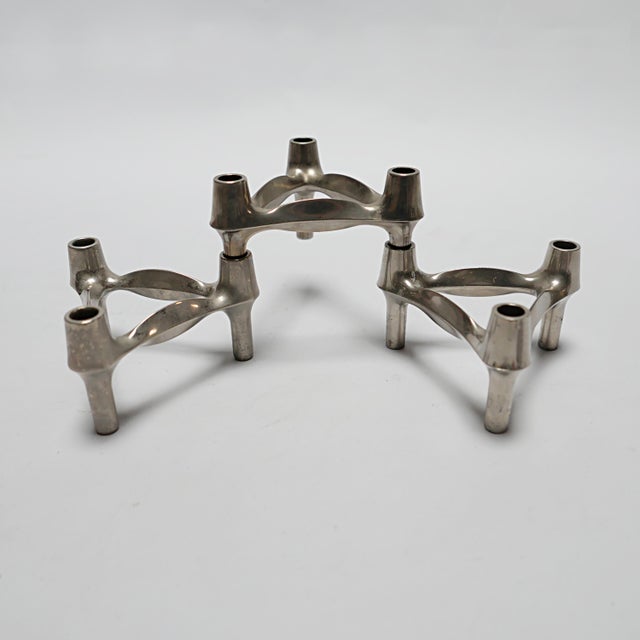 Modular Metal Candlesticks from Stoff Nagel, 1970s, Set of 3 For Sale - Image 3 of 6