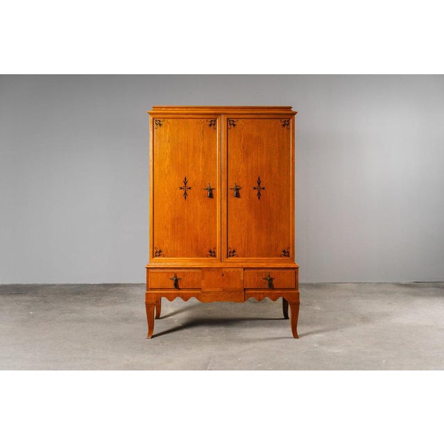 Item: Linen/Dish Cabinet Period & Style: Art Nouveau - Early 20th Century Features - Elegant and practical piece of...