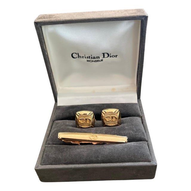 Rare Vintage Christian Dior Gold Plate Cufflinks Circa 1990 In Original Case For Sale