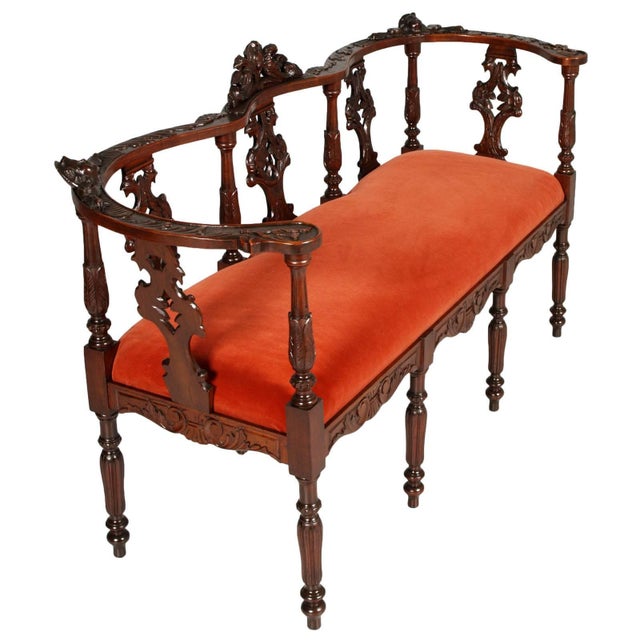 19th-Century Carved Walnut Lounge Set from Testolini Salviati, 1900s, Set of 3 For Sale - Image 8 of 10