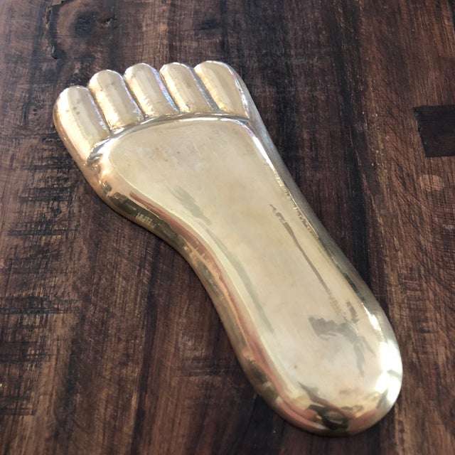 Vintage Contemporary Solid Brass Human Foot Tray Chairish