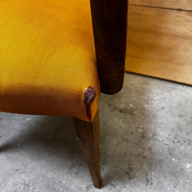 Vintage Bridge Chairs in Mustard Fabric, 1940s, Set of 2 For Sale - Image 6 of 17