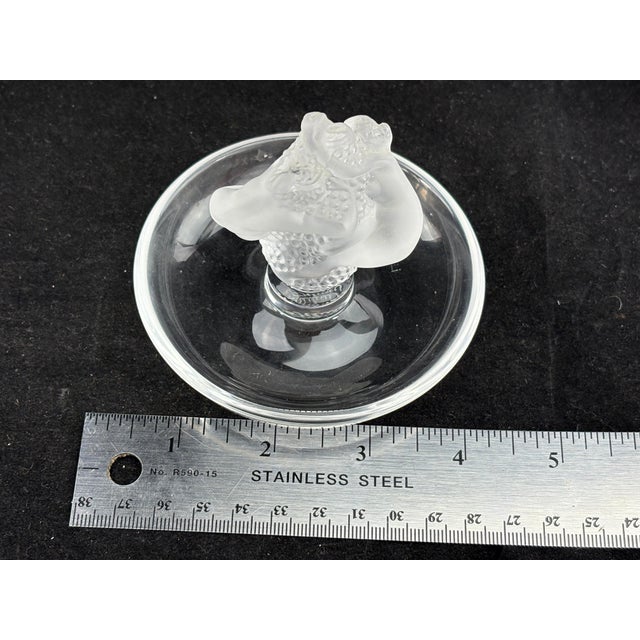1970s Lalique Crystal "Roxane" Ring Dish – Frosted & Clear Glass For Sale - Image 10 of 12