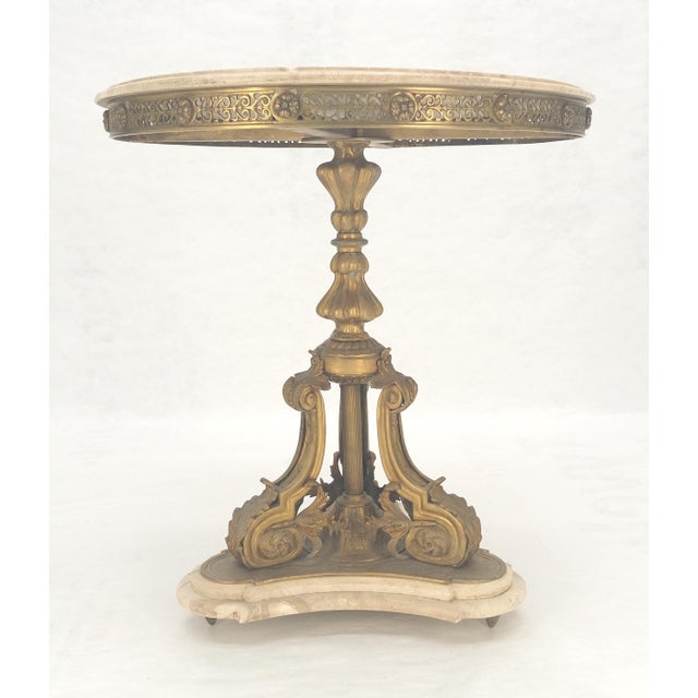 Early 20th Century Marble & Bronze Base Fine Gueridon Side End Lamp Stand Mint For Sale - Image 5 of 11