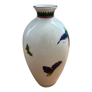 Vintage Japanese Fukagawa Seiji Arita Porcelain Butterfly Vase