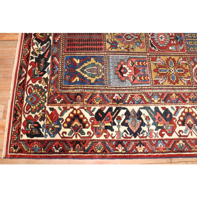 Red Early 20th Century Zabihi Collection Persian Bakhtiari Garden Box Square Room Size Rug - 10'7" x 10'10" For Sale - Image 8 of 10