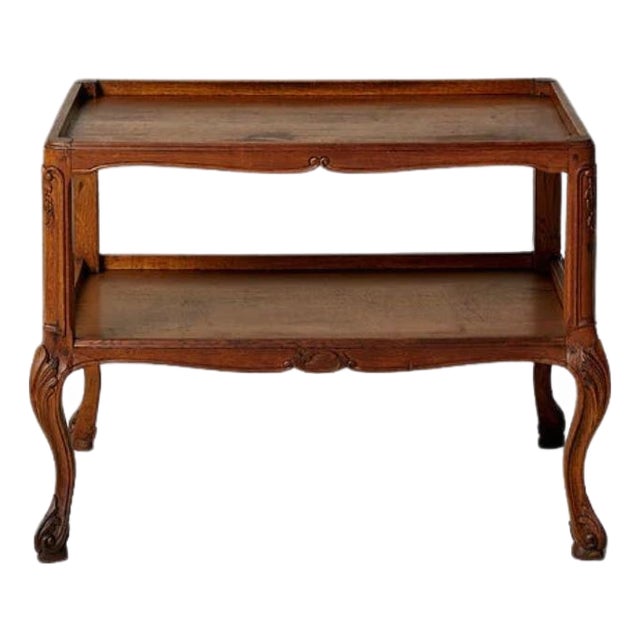 19th Century Belgian Oak Two Tier Chippendale Table For Sale