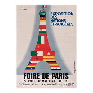 1974 French Exhibition Poster - Exposition Des Nations Étrangères: Foire De Paris