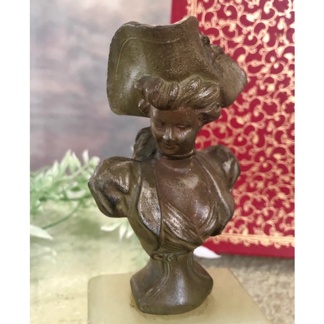 Antique Spelter Bust on Marble Victorian Woman For Sale - Image 9 of 10