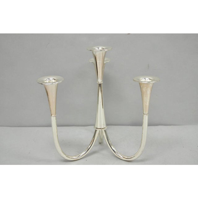 Mid-Century Modern Vintage Wilhelm Wagenfeld for WMF Silver Plated Modern Candelabra Candle Holder For Sale - Image 3 of 15