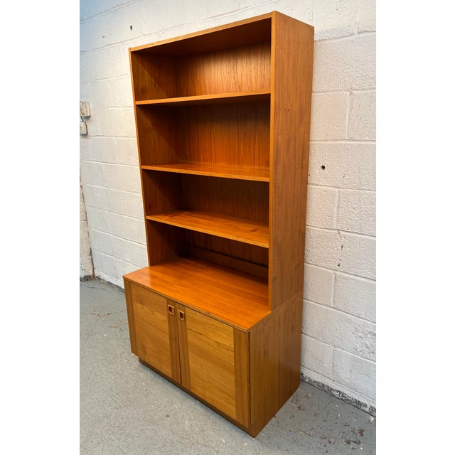 Goldenrod Mid-Century Modern Two-Piece Danish Teak Bookcase For Sale - Image 8 of 13