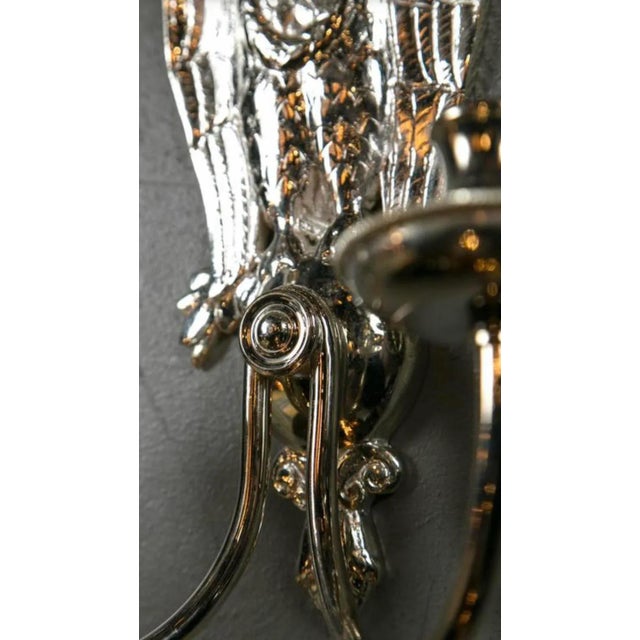 1920s 1920s Silver Plated Federal Eagls Sconces - a Pair For Sale - Image 5 of 9