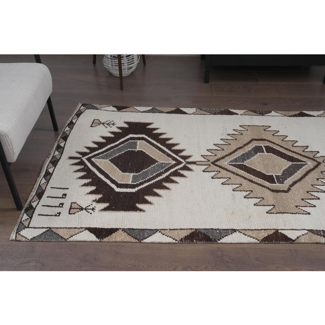 1960s Vintage Handmade Wool Kilim Runner Rug For Sale - Image 4 of 11