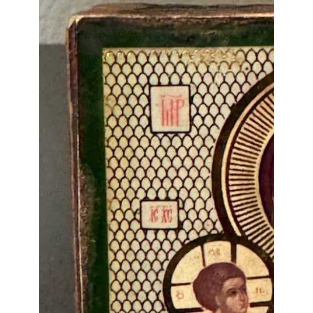 Miniature Hand-Painted Orthodox Icon – Virgin and Child For Sale - Image 4 of 11