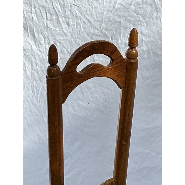 1980s Cottagecore Oak Stool Highback Artisan Crafted Country Oak For Sale - Image 4 of 10