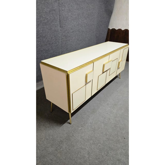 Not Yet Made - Made To Order Italian Four-Door Sideboard with Ivory Glass and Wood Accents from Justfurnituress SRL For Sale - Image 5 of 14