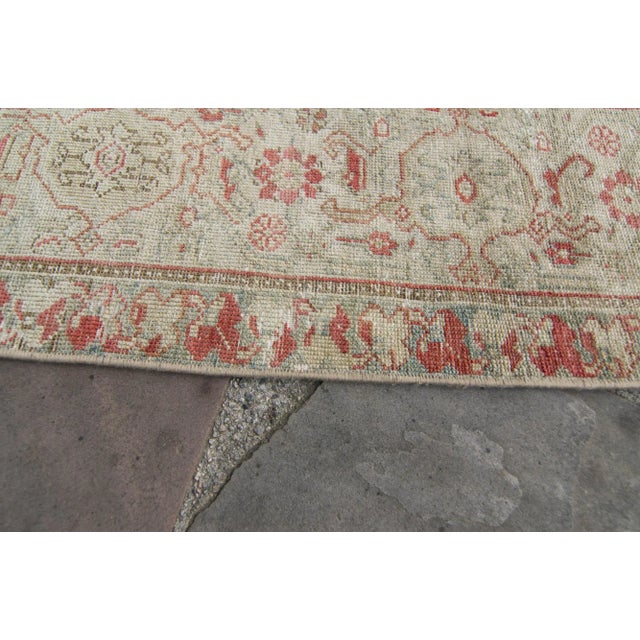1920s Antique Allover Sage Coral Hand Knotted Wool Low Pile Rug - 5’10” X 13’1” For Sale - Image 9 of 10