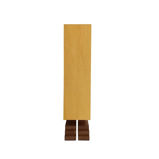 Sculpted Mayan Totem "Yellow" by Pietro Meccani. This sculptural piece is made entirely of larch, cherry, and maple wood...