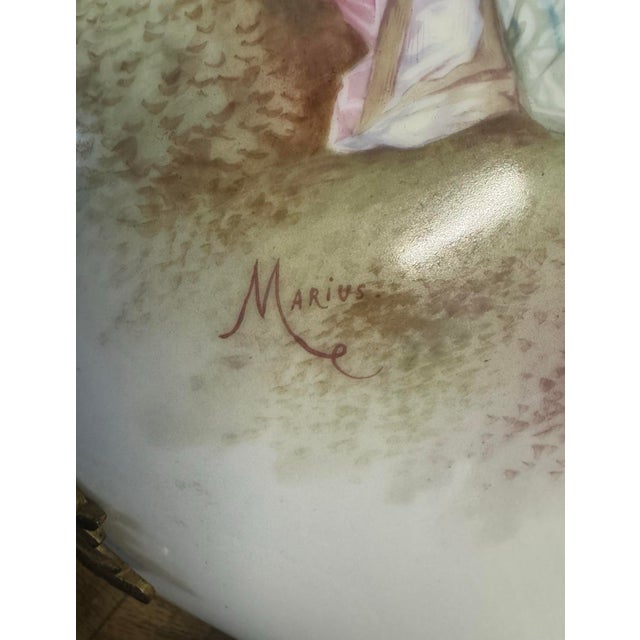 Antique French Sevres Style Porcelain Table Lamp Hand Painted Signed Marius For Sale - Image 9 of 11