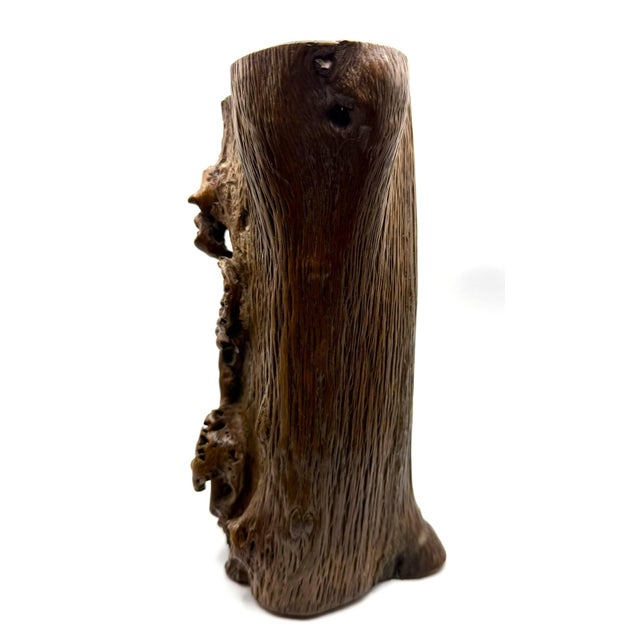 Vintage Natural Burl Wood Brush Pot For Sale - Image 4 of 7