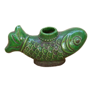 Antique Green Glaze Fish Scholar’s Ink Holder