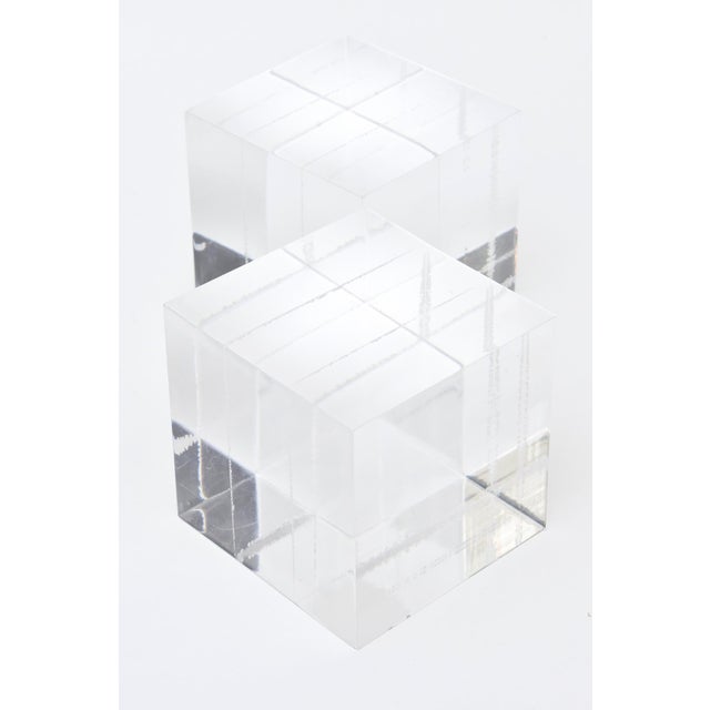 Lucite Square Cube Bookends or Small Pedestals Pair of Vintage | Chairish