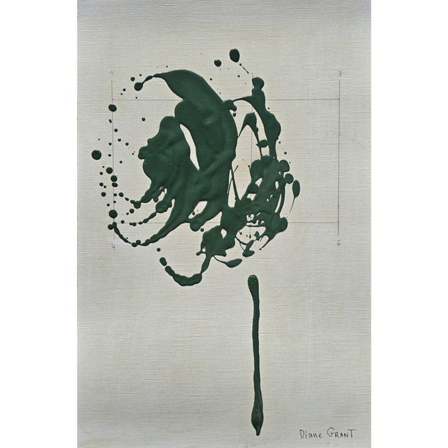 Contemporary Set of 4 - One-of-a-Kind Dark Green Botanical Organic Modern Original Oil Paintings / Herbarium / Floral For Sale - Image 3 of 7