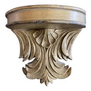 1910-20 French Antique Rococo Style Carved and Gilded Wood/ Plaster Wall Display Shelf/ Wall Bracket