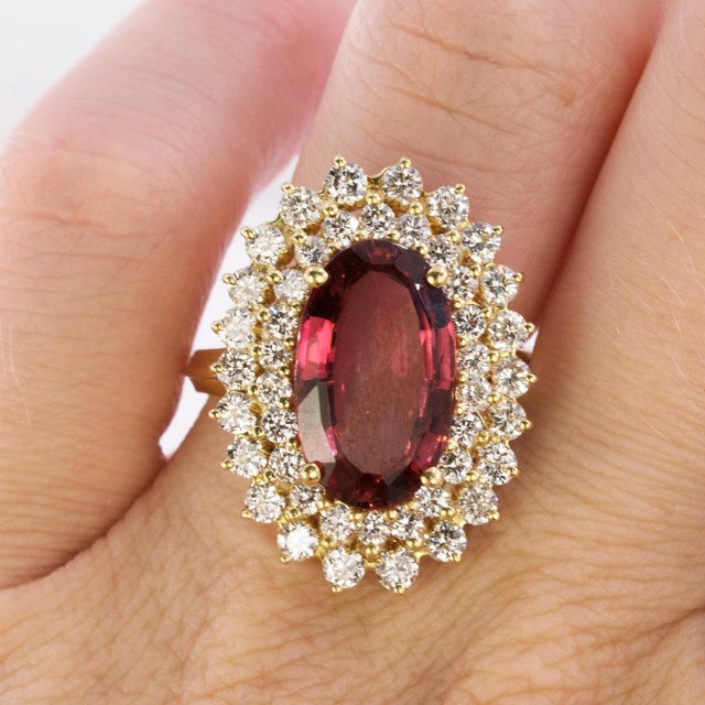 Contemporary Late 20th Century 18k Rubelite Tourmaline Ring, Size 5 For Sale - Image 3 of 4