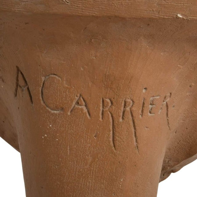 Brown Ceramic Bust of Marie Antoinette After Carrier-Belleuse French Classical Sculpture For Sale - Image 8 of 10