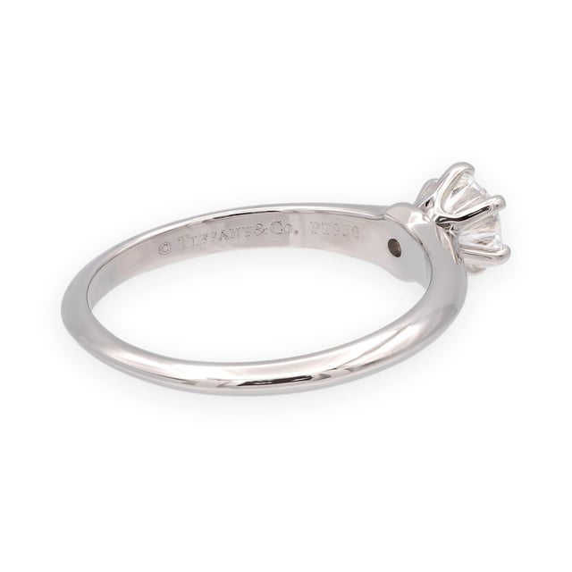 Tiffany & Co. Platinum .57 Ct F Vs2 Diamond Solitaire Engagement Ring W/Papers, Size 7 For Sale In New York - Image 6 of 12
