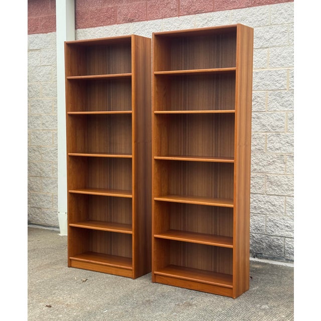 Pair of Tall Mid-Century Modern Scandinavian Bookcases, 83.5" Tall For Sale - Image 4 of 12