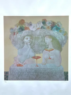 Leonor Fini, Figurative Composition, Original Serigraph on Rives Paper, 1970, Paper