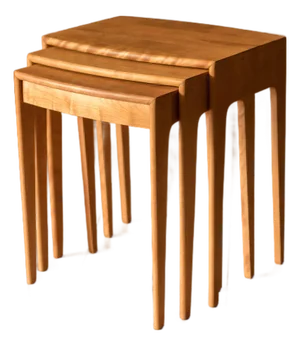 Vintage Set of Three Solid Wood Nesting End Tables by Heywood-Wakefield