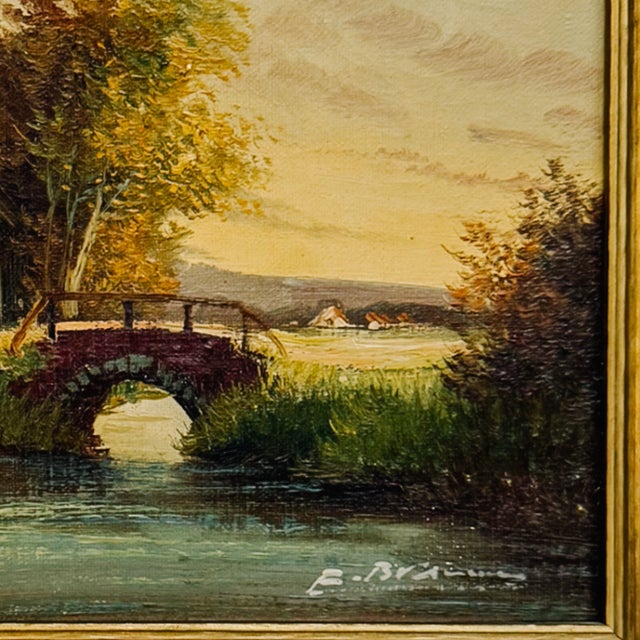 Vintage Mid-Century Belgian Landscape Oil Painting – Windmill & Cottage Scene For Sale - Image 4 of 8