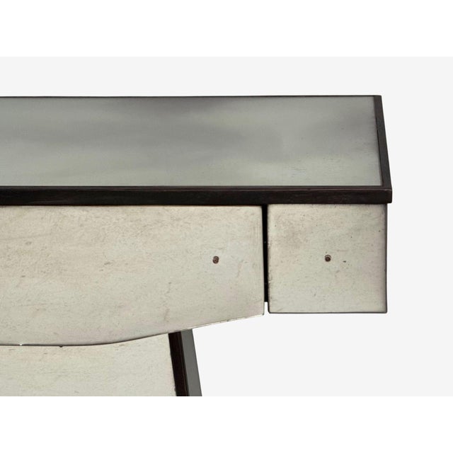 Glass Mid-Century Modern Style, Painted Wood, Distressed Glass, Mirrored Nightstands For Sale - Image 7 of 14
