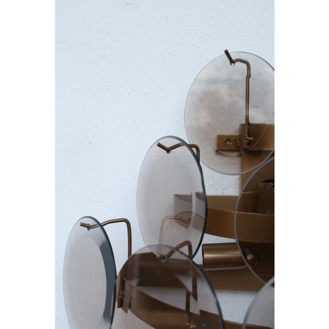 1970 Vistosi Murano Wall Light Smoked Disc - Set of 2 For Sale - Image 9 of 11
