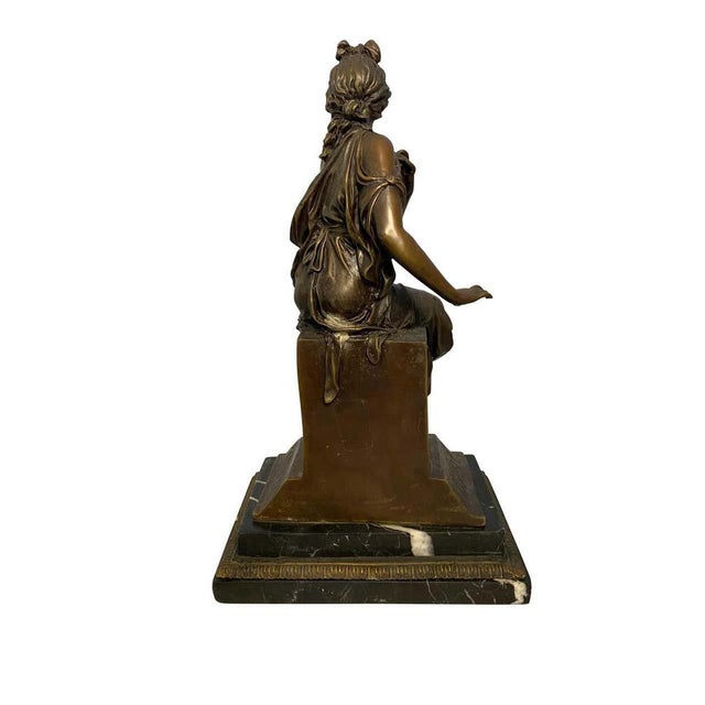 Metal Neoclassical Style Bronze Lady on Detailed Plinth Base, 20th Century For Sale - Image 7 of 9