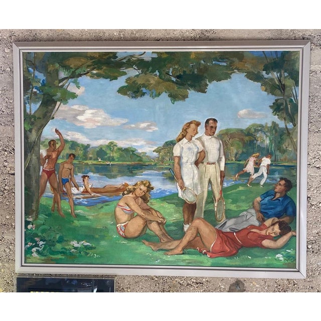 Discover a masterful work by Paul Girol, a large-scale oil on canvas dating from 1955. This painting, signed in the lower...