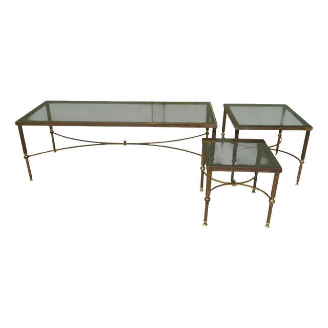 Vintage Occasional Coffee Tables in Brass, 1970, Set of 3 For Sale